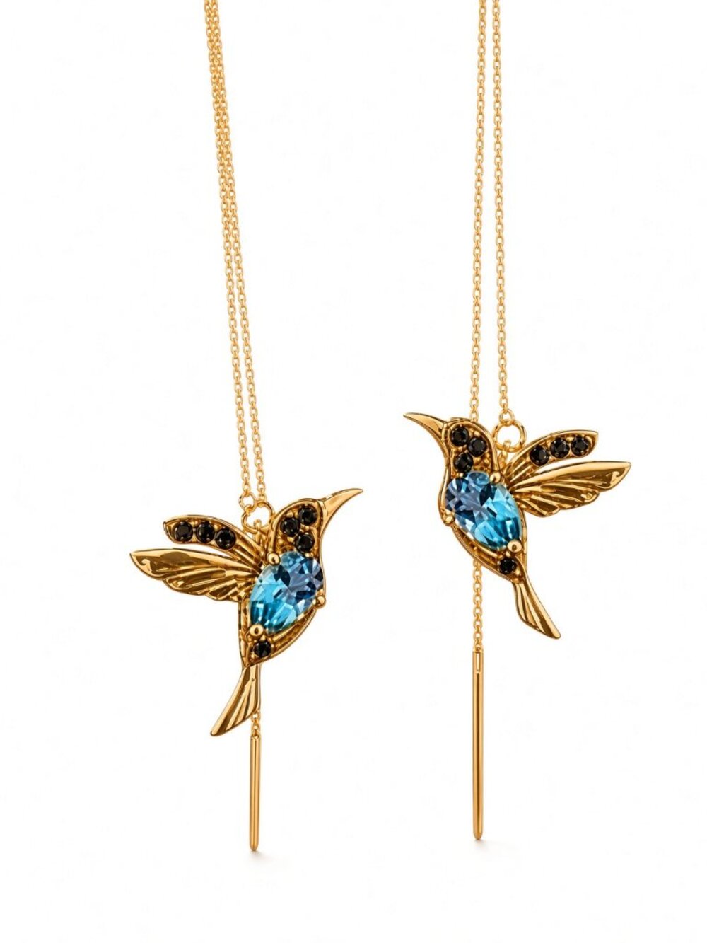 Blue Hummingbird Dangle Earrings Brand New